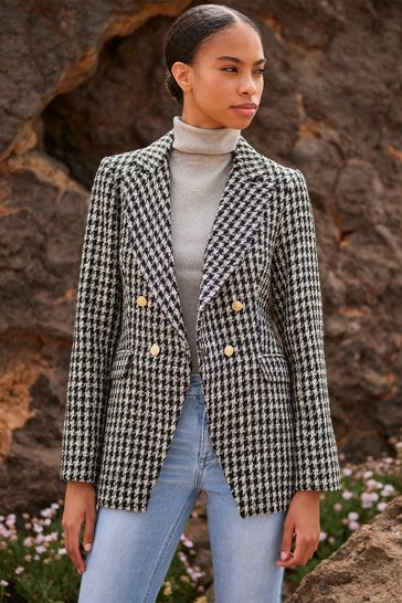 Buy Apricot Dogtooth Asym Blazer from the Laura Ashley online shop