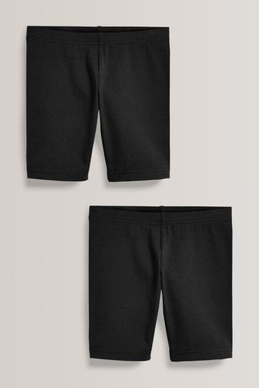 Pack de 2 pantalones cortos de ciclista negros de algodón elástico (3-16 años)