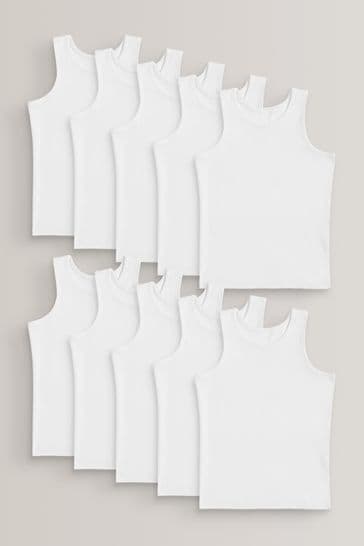 Pack de 10 camisetas sin mangas en blanco (1,5-16 años)
