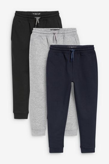 Buy Black/Grey/Navy Blue Slim Fit Joggers 3 Pack (3-16yrs) from