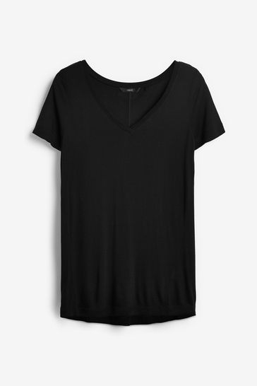 Camiseta de cuello de pico en negro de corte holgado
