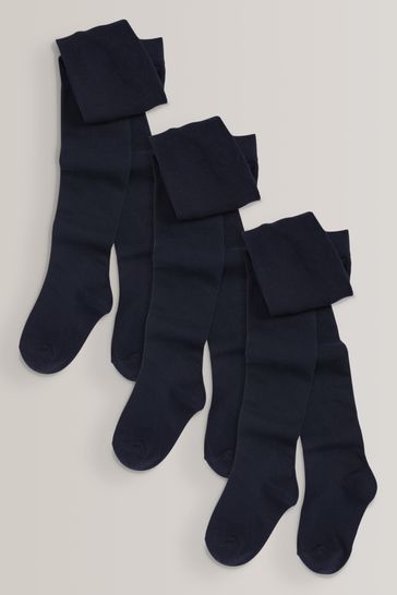 Buy Navy Blue 3 Pack Cotton Rich School Tights from Next Hungary