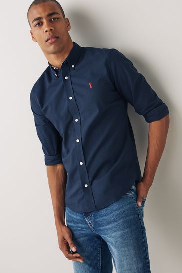 Navy Blue Regular Fit Long Sleeve Oxford Shirt