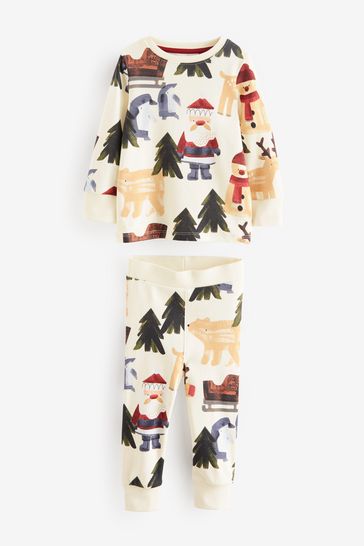 Cream Woodland Christmas Snuggle Pyjamas (9mths-10yrs)