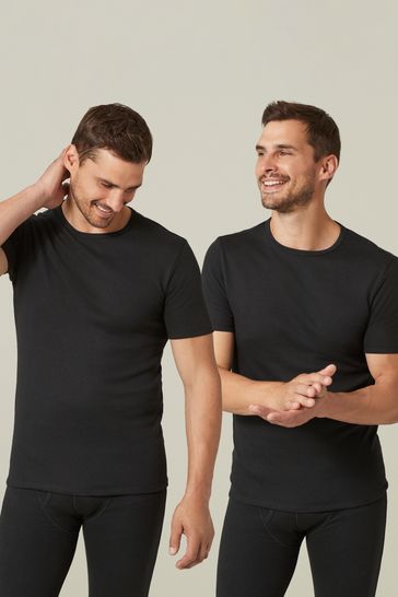 Buy Black Thermal Short Sleeve Tops 2 Pack from Next USA