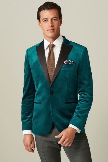Buy Teal Blue Slim Velvet Blazer from Next Hungary