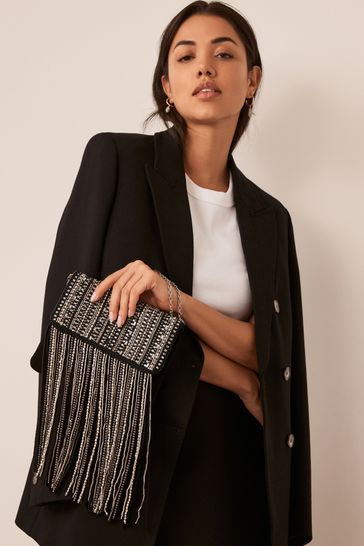 Black Fringe Sparkle Bag