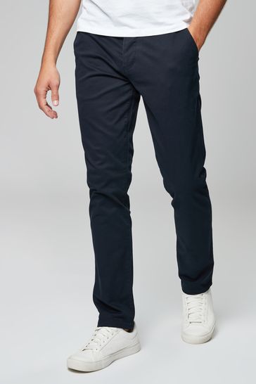 Navy Blue Slim Fit Stretch Chino Trousers