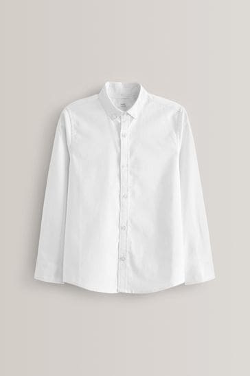 Camisa Oxford lisa de manga larga en color blanco (3 - 16 años)