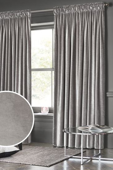 Silver Collection Luxe Heavyweight Lined Plush Velvet Pencil Pleat Curtains