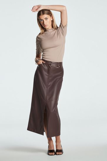 Brown leather top skirt next