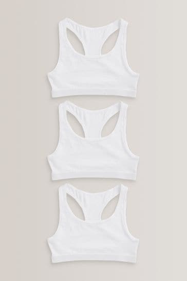 White 3 Pack Racer Back Crop Tops (5-16yrs)