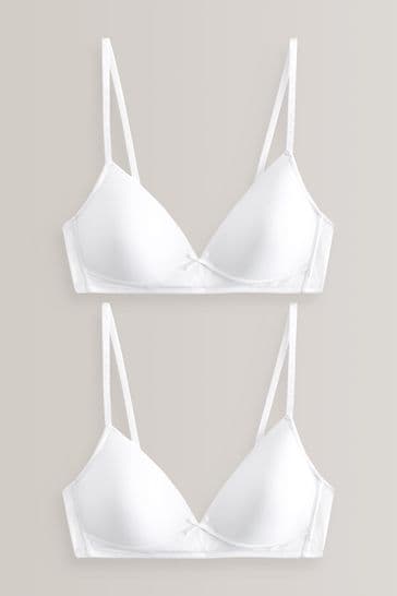 New NEXT 2 Pack White Mix Wired Padded Bra Set Size 32AA - RRP £20