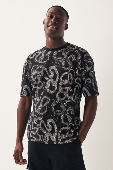 Black Snake Print T-Shirt