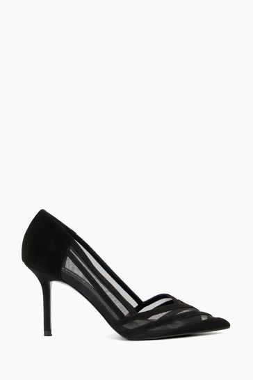 Dune London Axis Suede Mesh Panelled Court Shoes