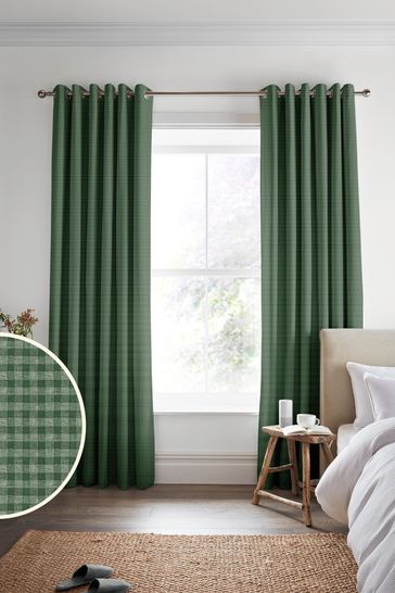 Smoke Green Gingham Made To Measure Curtains