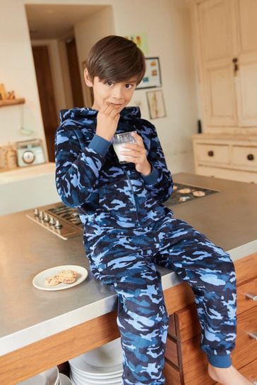 Buy Blue Camouflage Fleece All-In-One (3-16yrs) from Next Malta