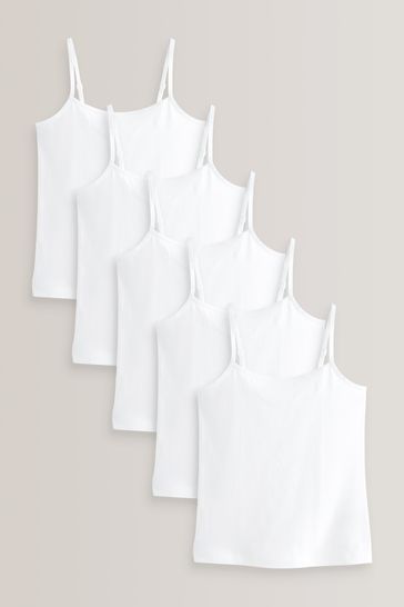 White 5 Pack Elastic Strappy Cami Vests (1.5-16yrs)