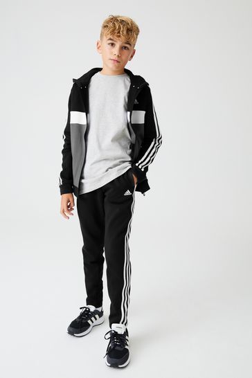 adidas Black Sportswear Tiberio 3-Stripes Colorblock Fleece Tracksuit Kids