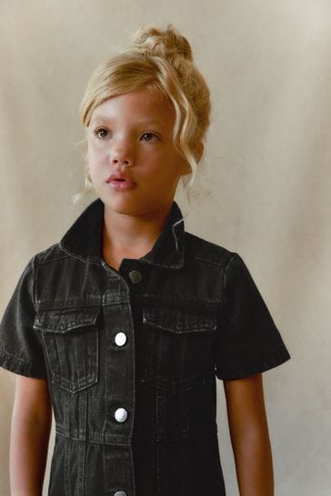 Girls black hotsell denim dress