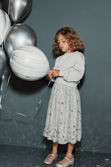 Buy Silver Sequin Pleated Midi Skirt 3 16yrs from Next Slovakia
