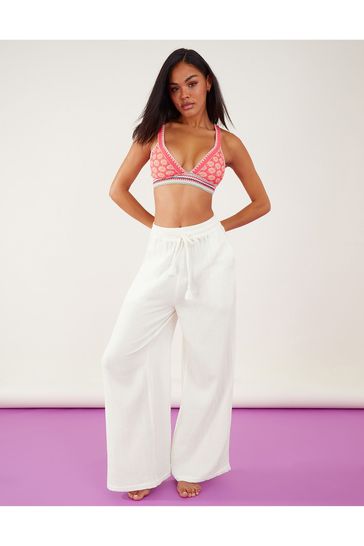 Accessorize Crinkle Beach White Trousers