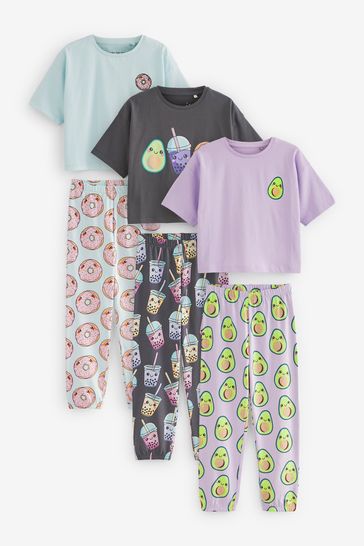 Avocado/Bubble Tea/Doughnut Jogger Pyjamas 3 Pack (3-16yrs)