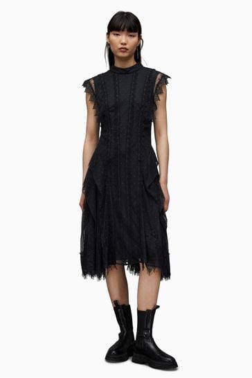 AllSaints Black Lace Freya Dress