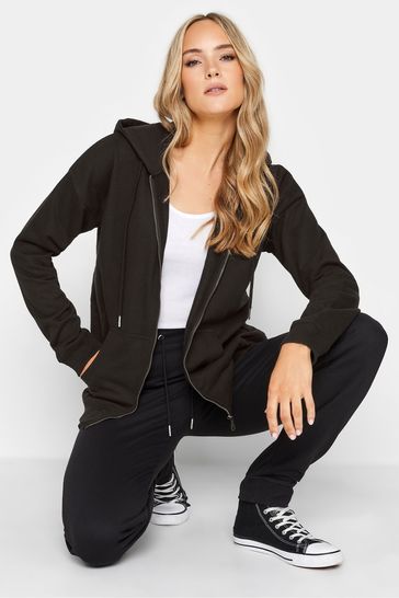 Black zip through hoodie womens sale