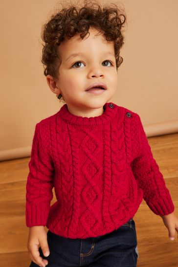 Red Cable Crew Jumper (3mths-7yrs)