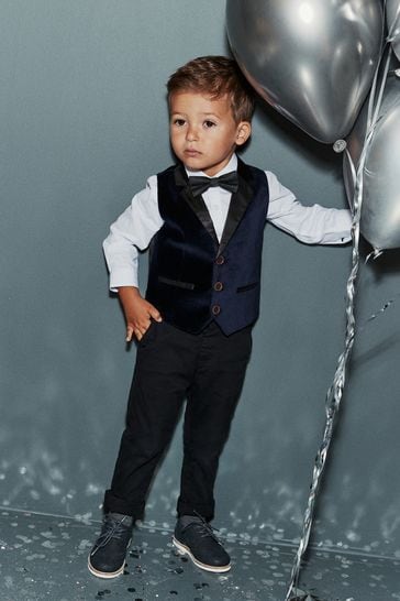 Buy Blue Velvet Waistcoat Set 3mths 7yrs from Next Luxembourg