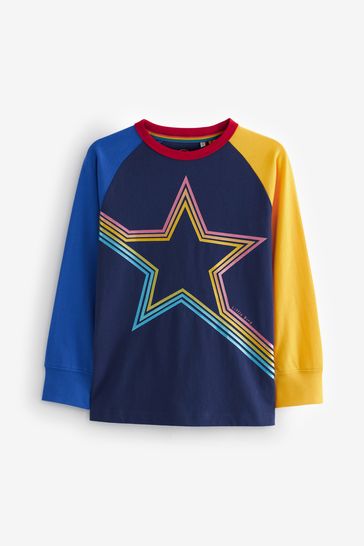 Little Bird by Jools Oliver Navy Star Long Sleeve Colourful T-Shirt