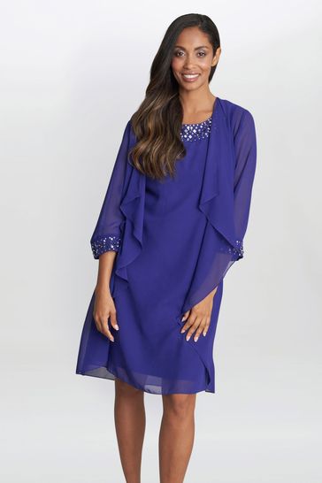 Buy Gina Bacconi Blue Joseline Short Chiffon Jacket Dress With