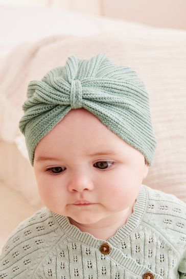 Sage Green Baby Knitted Turban Hat (0mths-3yrs)