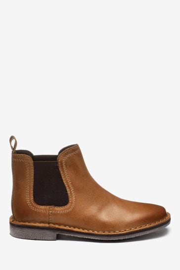 Tan Brown Standard Fit (F) Leather Chelsea Boots