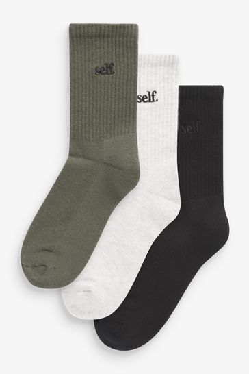 Buy Self. Cushion Sole Lounge Ankle Socks 3 Pack from Next Ireland