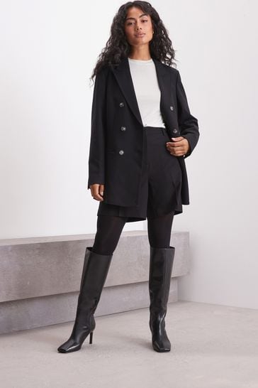 Buy Black Forever Comfort Square Toe Knee High Boots from the