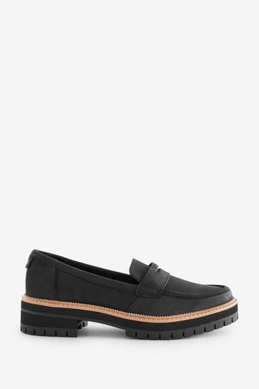 TOMS Black Cara Leather Black Loafers