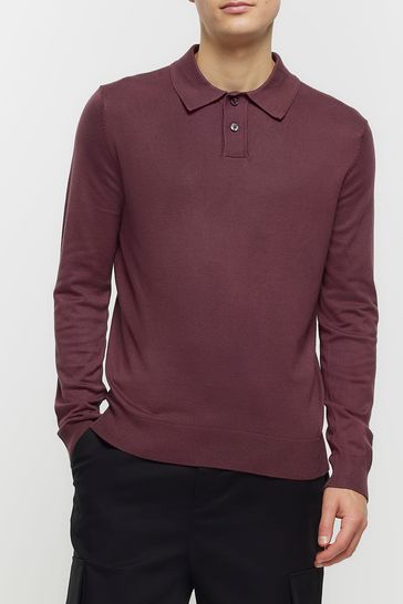 River Island Purple Knitted Polo Jumper