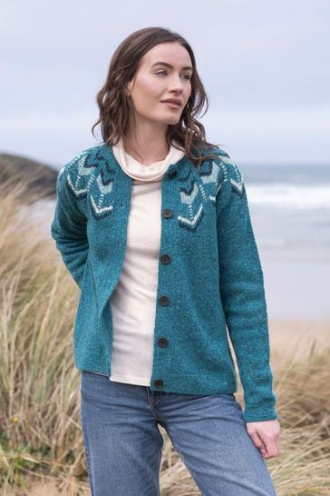 Celtic & Co. Blue Donegal Fair Isle Cardigan