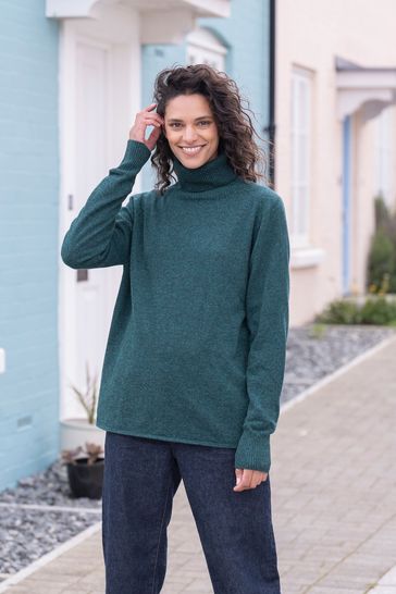 Celtic & Co. Blue Geelong Slouch Roll Neck Jumper