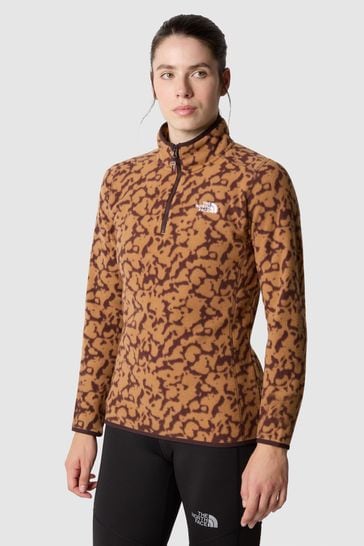 Buy The North Face Glacier Printed Quarter Zip Brown Fleece from