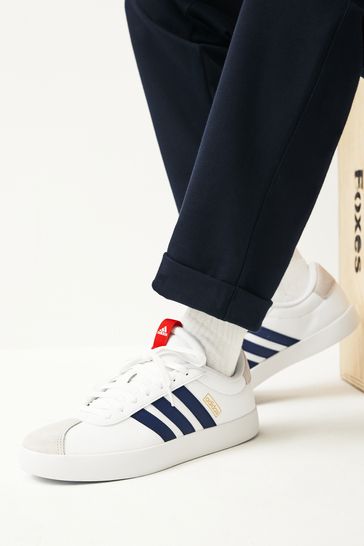 adidas White/Blue Sportswear VL Court Trainers