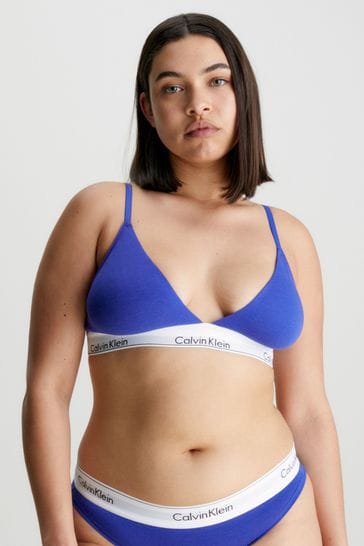 Buy Calvin Klein Blue Modern Cotton Lined Triangle Bralette from Next USA