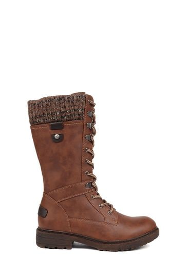 Pavers Lace Up Calf Boots