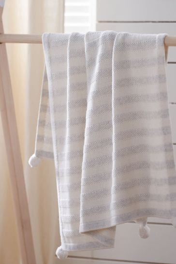 The White Company Pink Stripe Cotton Cashmere Baby Blanket