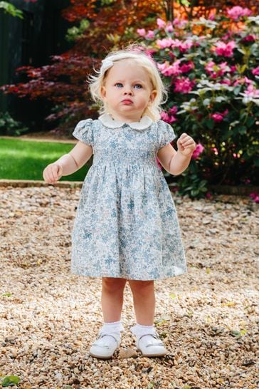 Buy Trotters London Blue Little Sea Floral Arabella Bloom Smocked