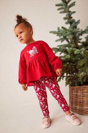 Buy Red Peppa Pig Christmas Top And Leggings Set 3mths 7yrs from