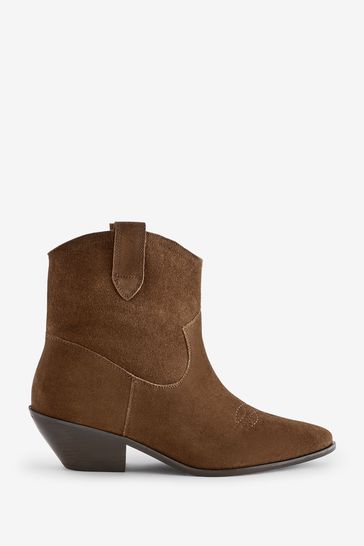 Boden Brown Western Ankle Boots