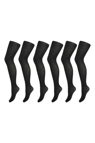 Pretty Polly 6 Pack Black 40 Denier Everyday Opaque Tights